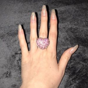 Pink Rhinestone Heart Ring